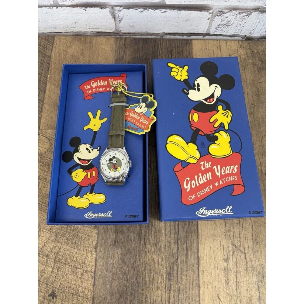 Ingersoll Disney The Golden Years Watch Mickey Mouse Green Strap NWT